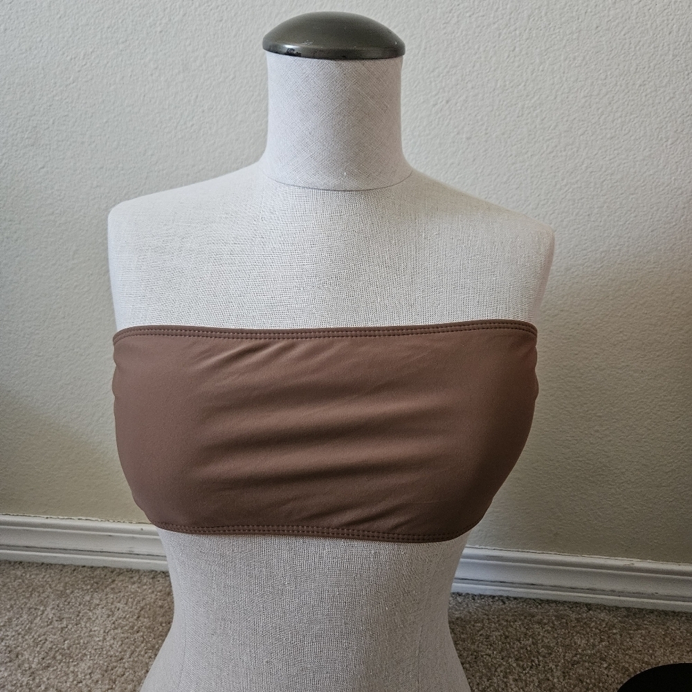 SHEIN Brown Strapless Swim Top Large